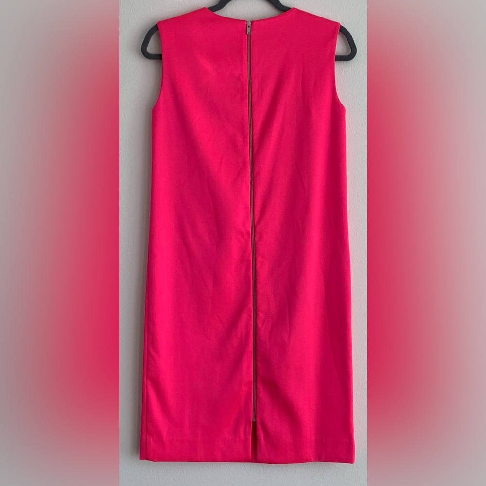 NWT, COS - Hot Pink Tank Shift Dress w/ Metallic Back Zip, Size 4 - Picture 7 of 11